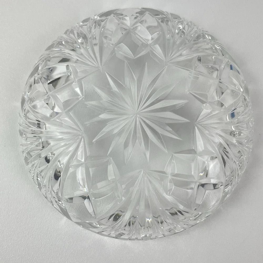 Vintage Cut Glass‎ Lead Crystal Plate Ashtray Candy Dish 5.5